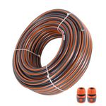 Alederways Garden Hose Pipe, 1/2" UV-Resistant Long Hose, 4 Layers Explosion Proof Braided Reinforced Outdoor Water HosePipes for Garden Including Hose End Quick Connector (Orange Grey, 20M/65Ft)