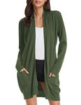 GRACE KARIN Essential Solid Open Front Long Knited Cardigan Sweater for Women Dark Olive Green 3XL