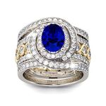 Jeulia Oval Solitaire Engagement Ring Sterling Silver Bridal Ring Sets Sapphire Blue Cubic Zirconia Wedding Eternity Band with Jewelry Box (7)…