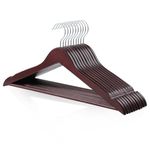 Amazon Basics Wood Suit Clothes Hangers, 10-Pack, 44 cm, Cherry