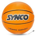 Synco Young Champ Basketball Size-3 | Junior Size for Children and Kids | Soft Rubberised Ball | for Kids Age 4-8 Years (Orange)