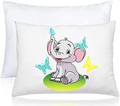 Kinder Fluff Baby Pillow & Elephant Pillow Case-100% Cotton Bedding for Kids Bed,Hypoallergenic Toddler Neck Pillow & Pillowcases as Kids Travel Pillow,Baby Cot Bed,Outdoor Cushions,Travel Essentials