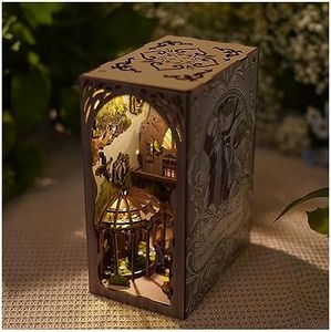 TOISU DIY Book Nook Kit, 3D Wooden Puzzle, Bookshelf Insert Diorama Decor, Wood Bookends Model with LED Light, Dorothy's Journey