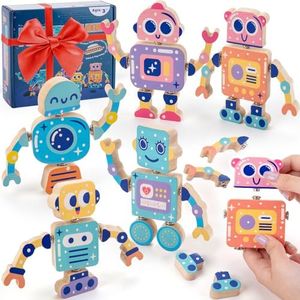 SEMKOTREE Blocchi Giochi Montessori 3 Anni, Giochi Educativi Costruzioni per Bambini con Bottoni, Abilità Motorie Attrezzi Giocattolo Bambini, Giochi in Legno Regalo Bambino 3 4 5 6 Anni