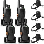 Retevis H-777 2 Way Radio UHF 400-470MHz 3W 16CH Single Band with Original Earpiece Walkie Talkie Handheld Ham Amateur Radio Transceiver(4 Pack) and Speaker Mic (4 Pack)