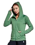 FitsT4 Womens UPF 50+ Sun Protection Hoodie Jackets Full Zip Long Sleeve Fishing Hiking Shirt with Pockets Green Size M