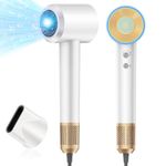 High-Speed Hair Dryer for Fast Drying,200 Million Negative Ionic Hairdryer with 110,000 RPM Brushless Motor,Low Noise Thermo-Control 4 Temps 2 Speeds Travel Hairdryer