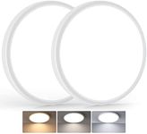 BrightHome 250W Equivalent 12in LED Flush Mount Ceiling Light Fixtures 24W, 3000K/4000K/6500K Adjustable, Slim Dimmable Ceiling Lamps, 2400LM Modern Round Flat Lights for Kitchen Hallway White 2 Packs