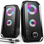 Bazivve PC Speakers, RGB Gaming Computer Speakers for Desktop, USB Powered & 3.5mm Jack Sound Bar for Monitors Laptops