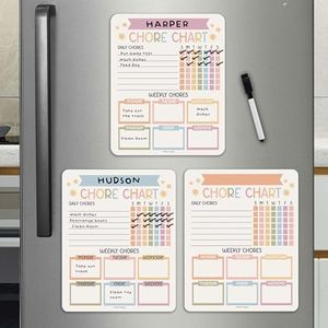 Hadley Designs Magnetic Chore Chart for Kids Multiple Kids – Dry Erase Chores Chart for Adults and Teens, Responsibility Task List for Family, Fridge Task Board Tracker at Home, Muted Chore Board