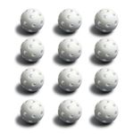 White Plastic Baseballs, 12-Pack - Bulk Set of Polyurethane Regulation Size Practice Balls for Softball, Pickleball, & Teeball - Indoor or Outdoor Sports Equipment for Coaching, Training & Team Drills