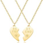 Best Friends Heart Necklace Set Stainless Steel Friendship Necklaces Birthday Graduation Girl Jewelry Gift, Adjustment