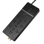 Rocketfish 12-Outlet Strip/1-USB-C/1-USB 4,680 Joules Surge Protector - Apartment & House Essential - Multi-Outlet Plug Strip with USB & USB-C Ports - Power Strip with Standard & Wide-Spaced Outlets