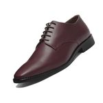 LOUIS STITCH Men's Oxford Formal Shoes | Italian Leather Lace-Up | Comfortable for Business, Casual Elegant Rosewood | UK Size 10 (RXPL)