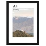 RUN HELIX A3 Frame Wooden A3 Picture Frame A3 Black Frame with Plexiglass A3 Frames for Wall Mount Picture Frames for Family Display Pictures Wall Gallery Photo Frames- 29.7x42 cm (Black)