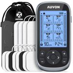 AUVON 3-in-1 TENS Machine, TENS EMS Muscle Stimulator with 40 Intensities for Gradual Shoulder, Sciatica, Back Pain Relief, 24 Modes Rechargeable TENS Unit Massager with 12 TENS Pads