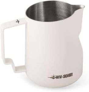 MHW-3BOMBER Milk Frothing Pitcher 12oz/350ml Milk Frother Cup Espresso Steaming Pitcher Stainless Steel Milk Frother Cup Barista Latte White P6013W-OS
