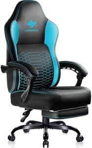 LEMBERI Big and Tall Gaming Chair 400lb Weight Capacity,Gamer Chairs for Adults,Video Game Chair wth Footrest,Racing Style Computer Gamer Chair with Headrest and Lumbar Support (Blue)