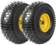 15x6.00-6 Lawn Mower Tires with Rim (Fit Most John Deere Riding Mowers), 3" Offset Hub, 3/4" Bushing, 4 Ply Tubeless, 15x6-6 Tractor Turf Tire, 570lbs Capacity, Set of 2