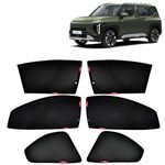 KINGSWAY® Syros Car Sun Shade Z-Black Non Magnetic Fix Type Curtains for 2025 Onwards Model, Compatible with Kia Syros Side Window Car Sunshade, Only Half Cut in Front Window, Black, 6 Piece