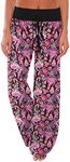 iChunhua High Waist Bandana Paisley Comfy Yoga Stretch Palazzo Bottom Pants Rose Red M