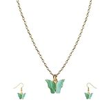 RedChimes Gold Chain Plated Mint Butterfly Pendant Necklace With Earrings for Women and Girls (Style-2)