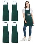 atopo 4 Packs Chef Apron, Waterproof Catering Apron with 2 Pockets, Adjustable Work Apron Perfect for Kitchen Cooking Painting Gardening Cleaning Restaurant BBQ, Personalised Apron (Green)