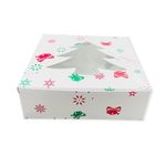 BAKEFY� ( 6x6x2.5 50 piece Christmas Cookie Boxes Holiday Christmas Cookie Tins with Lids, Bakery Christmas Treat Boxes, Candy and Cookie Boxes for Gift Giving - Food Packaging Containers