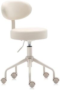 DR.LOMILOMI Pneumatic Swivel Rolling Stool Chair with Backrest 503 Kai (Cream)