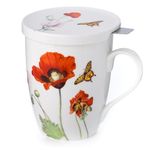 Poppies Tea Mug with Infuser and Lid