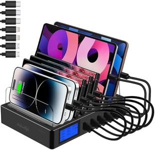 ideallife Stazione di ricarica per più dispositivi per 7 porte, caricatore USB veloce con tipo C PD20W QC3.0, docking station desktop 70W compatibile con iPhone, iPad, Samsung, smartphone i13