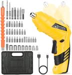 Cordless Electric Screwdriver Set: 3.6V USB Rechargeable Power Electric Screwdriver Tools Rotated 90 Degrees with Rechargeable Battery & LED Light for Home Improvement DIY