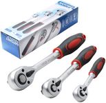 Der Erwachte 3-Piece Ratchet Set, 1/4", 3/8", 1/2" Drive Ratchet Handle, 72-Tooth, Quick-release Reversible，Drive Ratchet Socket Wrench，Chrome Vanadium Steel Made