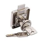 Cylinder Cupboard Drawer Lock Zinc Alloy Cabinet Deadbolt Lock Square Base Screw Fixed Furniture Security Lock with 2 Keys(138-22)