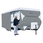 Classic Accessories Over Drive PolyPRO3 Deluxe Travel Trailer/Toy Hauler Cover, Fits 24 feet-27 feet RVs, Camper RV Cover, Customizable Fit, Water-Resistant, All Season Protection for Motorhome, White