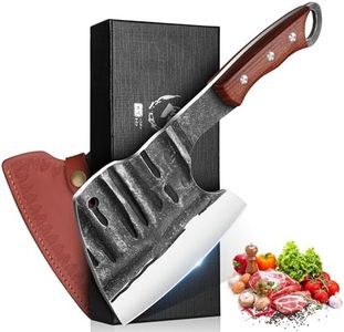 Dream Reach Meat Bone Cleaver - Knife for Meat Cutting, Handmade Heavy Duty Butcher Knife with Sheath, Hand Forged Full Tang Chopper for Kitchen, Outdoor Cooking and BBQ