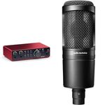 Focusrite Scarlett 2i2 4th Gen USB Audio Interface for Recording, Songwriting, Streaming and Podcasting — High-Fidelity & Audio-Technica 2020 Cardioid Condenser Microphone Black