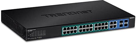 TRENDnet 5028WS 28 Port Gigabit Web Smart PoE + Switch, 370 W Black