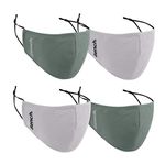 Bench. -4 Pack Fabric Masks, Breathable, Adjustable with Dust Filter Pocket 3 Layer Protection in Grey & Sea Pine Green, 4 mask Set