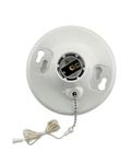 Leviton 8827-CW1 One-Piece Urea Outlet Box Mount, Incandescent Lampholder, Pull Chain (White)