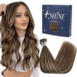 fshine Utip Hair Extensions Human Hair Dark Brown Highlighted Strawberry Blonde Utips Highlighted Human Hair Extensions Straight Utip Keratin Hair Extensions Highlight Invisible 50g 16inch