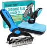 Maxpower Planet Dog Rake and Dog Hair Brush - Gently Removes Loose Undercoat, Mats and Tangled - Deshedding Grooming Tool for Dogs & Cats - Self Cleaning Slicker Brush - All Hair Types