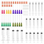 1ml, 3ml, 5ml, 10ml, 20ml Syringe with 14ga, 18ga, 21ga, 23ga, 25ga Blunt Tip Needles, Syringe Caps for Experiments, Industrial Use (20)