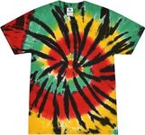 Colortone Short Sleeve Tie Dye T-Shirts for Boys and Girls - Pigment Dye T Shirts for Toddlers, Little Kids & Big Kids, Rasta Web, Medium