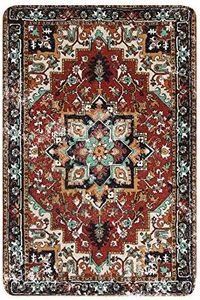 Lahome Collection Traditional Oriental Area Rug - 2’x3’ Washable Small Rug Non-Slip Distressed Vintage Area Rug Accent Throw Rugs Floor Carpet for Door Mat Entryway Bedroom Kitchen Rug (2’ X 3’, Red)