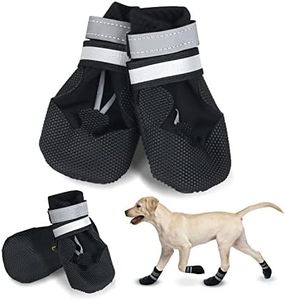 REESTBOO Dog Shoes, 4 Pcs Waterproof Dog Boots Dog Rain Boots Snow Shoes with Reflective Straps & Anti-slip Soles, Easy Wearing Dog Paw Protectors Outdoor Running Shoes for Medium to Large Dogs (Black, L)