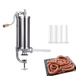 Sausage Stuffer, Stainless Steel Sausage Maker, Best Professional Kitchen Meat Sausage Stuffing Machine with 4 Filling Nozzles Attachment for Commercial and Household Use (5lbs Vertical)