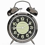 CHEREEKI Alarm Clock, Kids Alarm Clock for Heavy Sleepers with Twin Bell and Large Digits, Loud Battery Retro Alarm Clock with Night Light for Bedside, Bedroom(Battery Included)