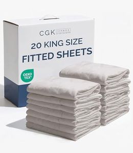 Bulk Case Pack of 20 Fitted Sheets - (20) King Size Fitted Sheets with Deep Pockets - Wholesale Bulk Bedding for Hotels, Spas & Airbnbs - Breathable, Cooling, Soft & Wrinkle Free - (King, Light Grey)