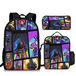 NLAUHKT 3PCS Unisex Game Backpack Set for Teens,Large Capacity Backpack with Lunch Bag and Pencil Case for Boys and Girls